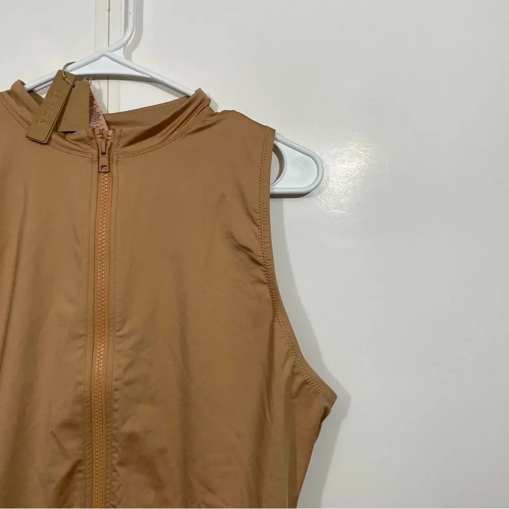 NWT Skims Ochre Nude Zip Front Sleeveless Swimsuit